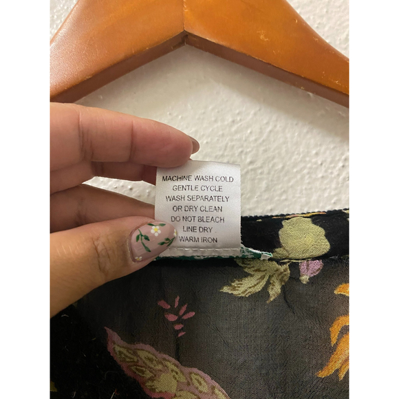 ulla popken black floral bohemian crochet kaftan top size L - Picture 5 of 7